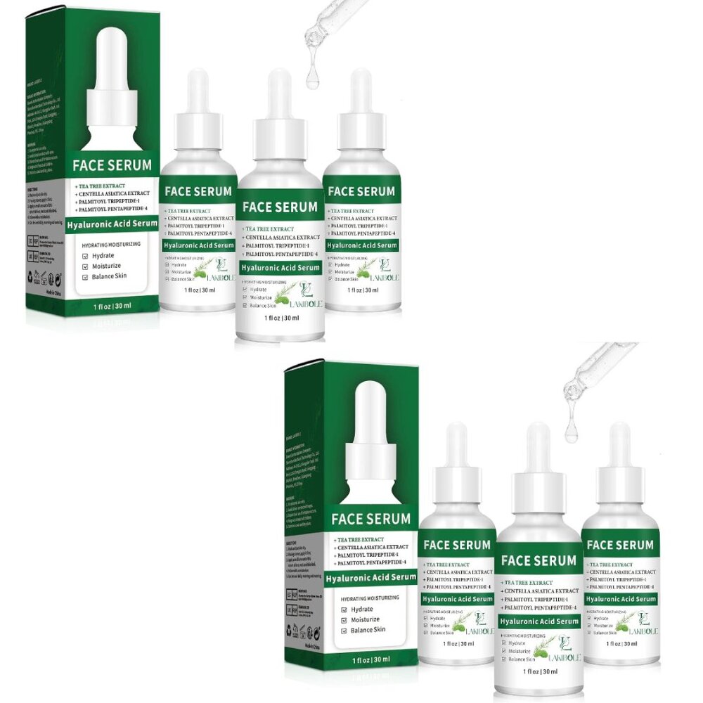 LAKIBOLE 3 Pack 2% Hyaluronic Acid Serum with 4% Tea Tree Extracts (2-Pack)